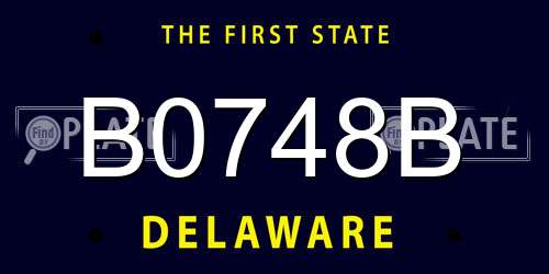 B0748B Delaware License Plate