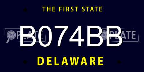 B074BB Delaware License Plate
