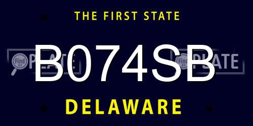 B074SB Delaware License Plate