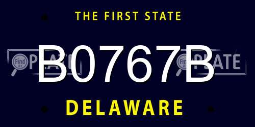 B0767B Delaware License Plate