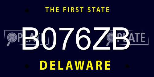 B076ZB Delaware License Plate