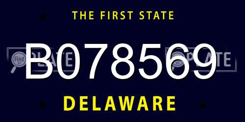 B078569 Delaware License Plate
