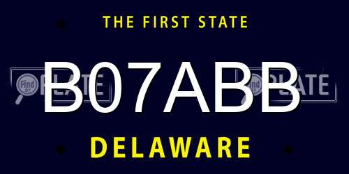 B07ABB Delaware License Plate