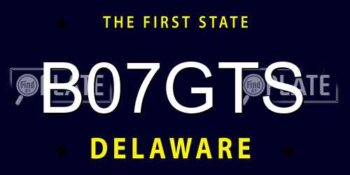 B07GTS Delaware License Plate