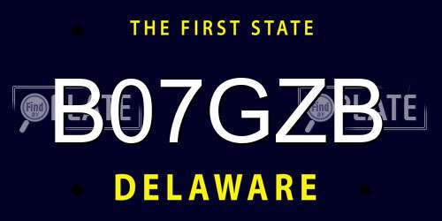 B07GZB Delaware License Plate
