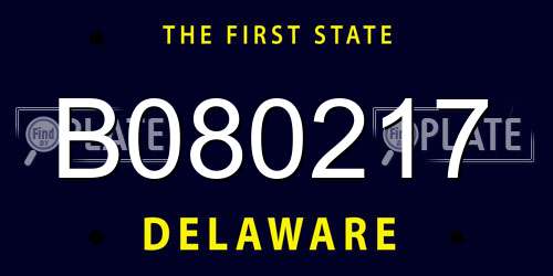 B080217 Delaware License Plate