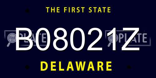 B08021Z Delaware License Plate