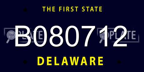 B080712 Delaware License Plate