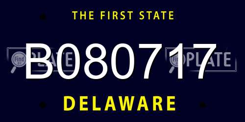 B080717 Delaware License Plate