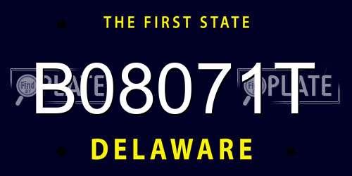 B08071T Delaware License Plate