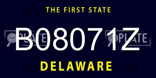 B08071Z Delaware License Plate