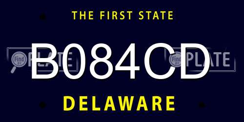 B084CD Delaware License Plate