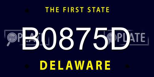 B0875D Delaware License Plate