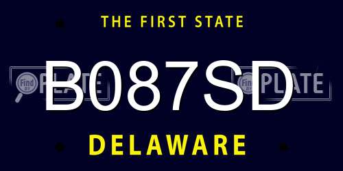 B087SD Delaware License Plate