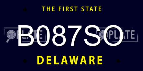 B087SO Delaware License Plate