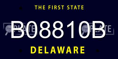 B08810B Delaware License Plate