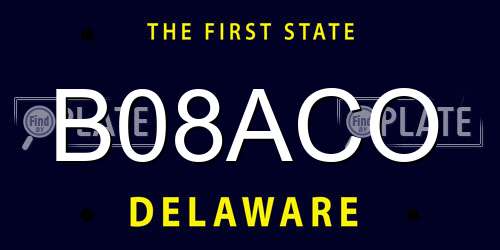 B08ACO Delaware License Plate