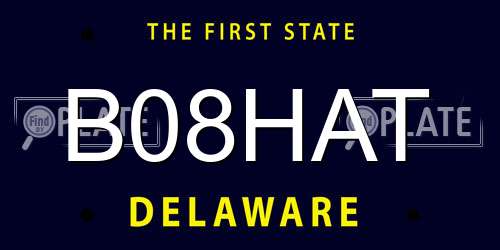 B08HAT Delaware License Plate