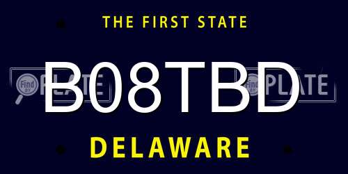 B08TBD Delaware License Plate