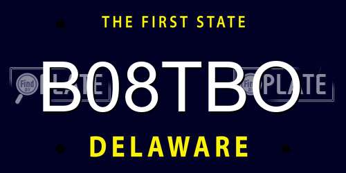 B08TBO Delaware License Plate