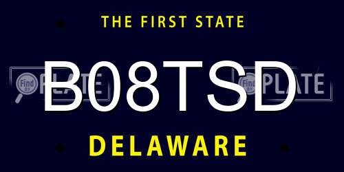 B08TSD Delaware License Plate