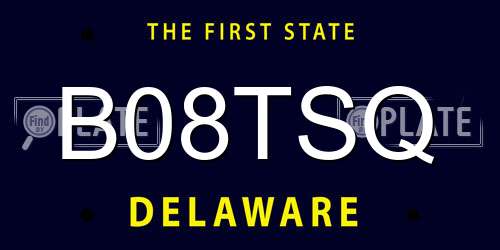 B08TSQ Delaware License Plate