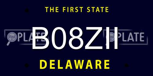B08ZII Delaware License Plate