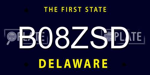 B08ZSD Delaware License Plate