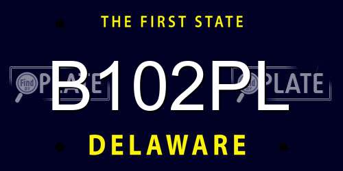 B102PL Delaware License Plate