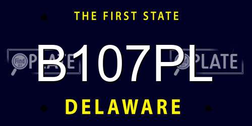 B107PL Delaware License Plate