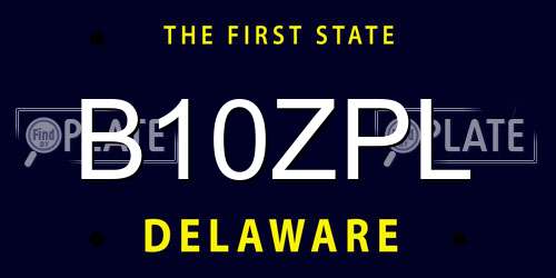 B10ZPL Delaware License Plate