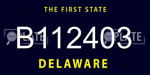 B112403 Delaware License Plate