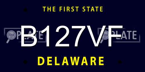 B127VF Delaware License Plate