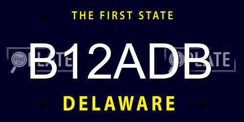 B12ADB Delaware License Plate