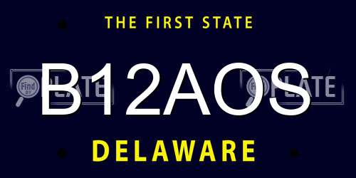 B12AOS Delaware License Plate