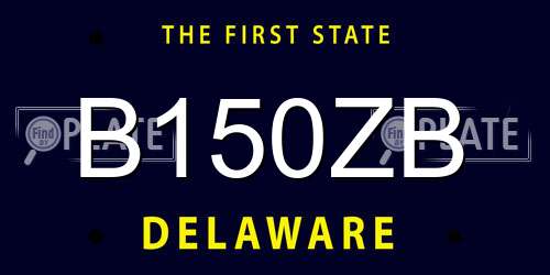 B150ZB Delaware License Plate