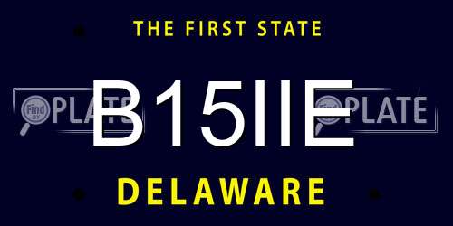 B15IIE Delaware License Plate