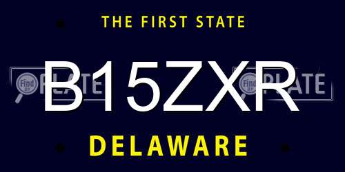 B15ZXR Delaware License Plate