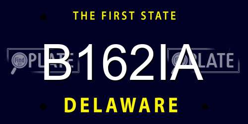 B162IA Delaware License Plate