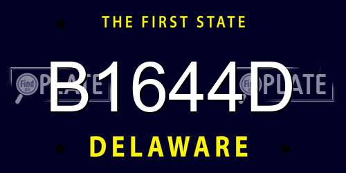 B1644D Delaware License Plate