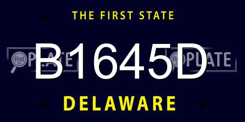 B1645D Delaware License Plate