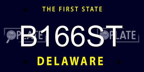 B166ST Delaware License Plate