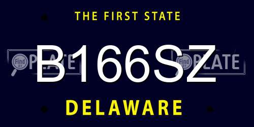 B166SZ Delaware License Plate