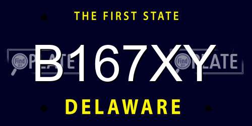 B167XY Delaware License Plate