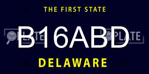B16ABD Delaware License Plate