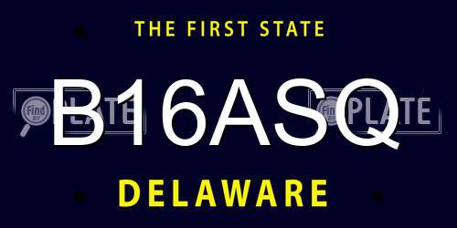 B16ASQ Delaware License Plate