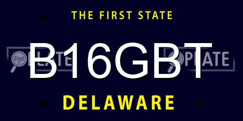 B16GBT Delaware License Plate