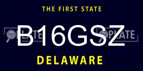 B16GSZ Delaware License Plate
