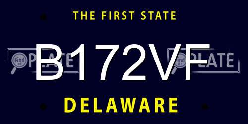 B172VF Delaware License Plate