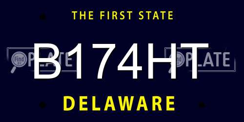 B174HT Delaware License Plate
